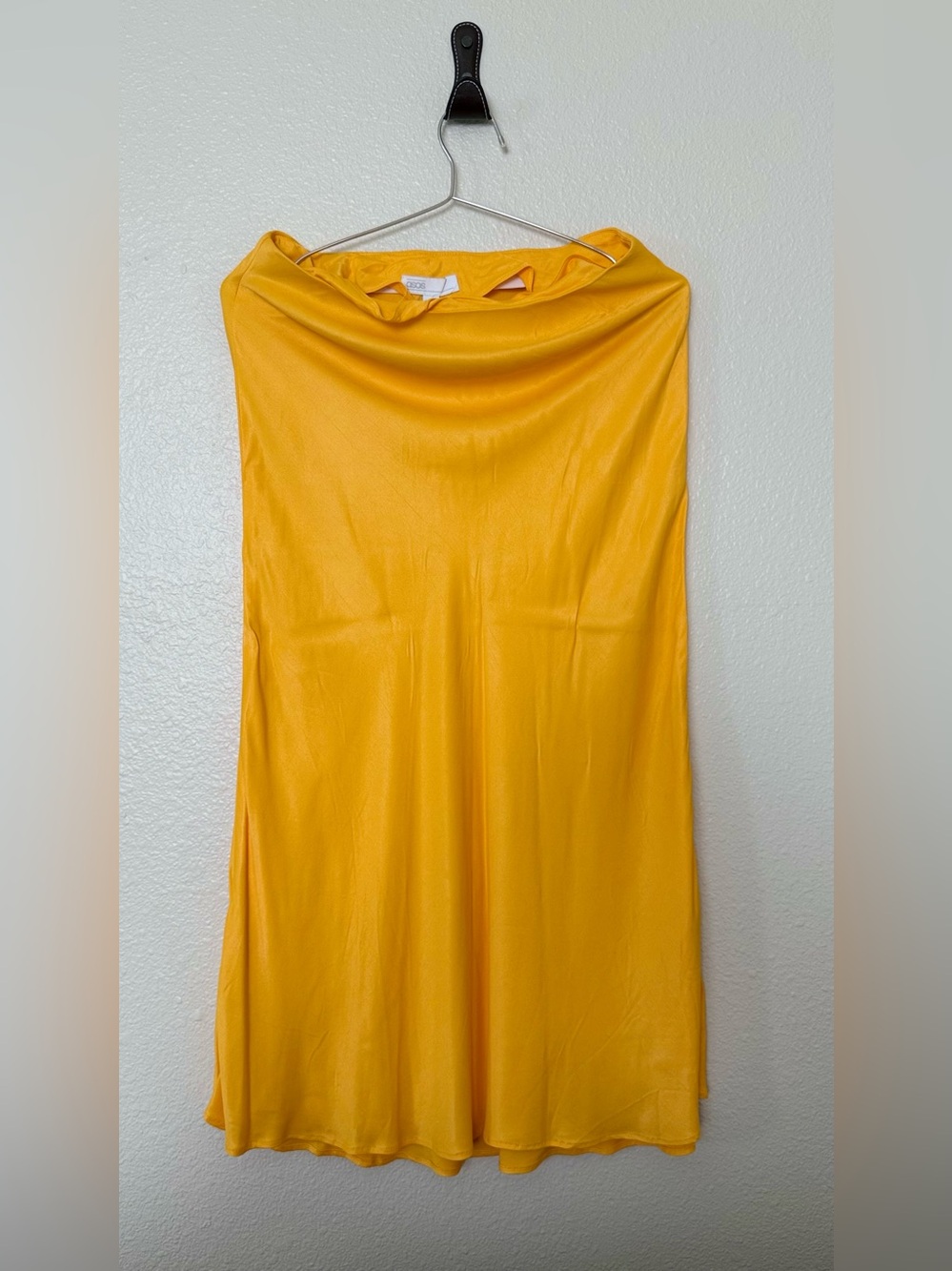 ASOS Size: 6 Yellow Orange Satin A-Line Midi Skirt